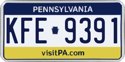 PA license plate KFE9391