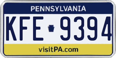 PA license plate KFE9394