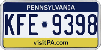PA license plate KFE9398