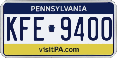PA license plate KFE9400