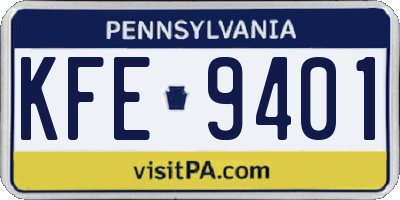 PA license plate KFE9401