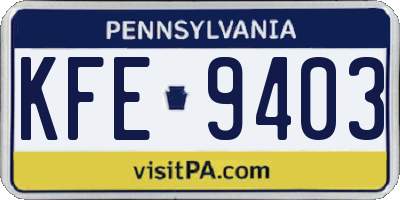 PA license plate KFE9403