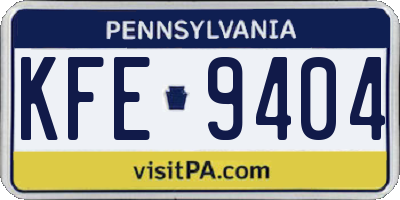 PA license plate KFE9404