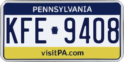 PA license plate KFE9408