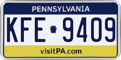 PA license plate KFE9409