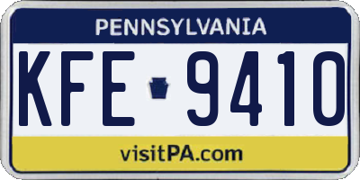 PA license plate KFE9410