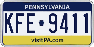 PA license plate KFE9411