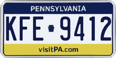 PA license plate KFE9412