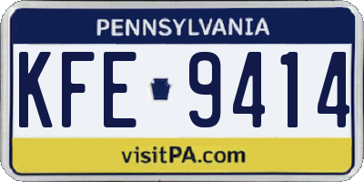 PA license plate KFE9414