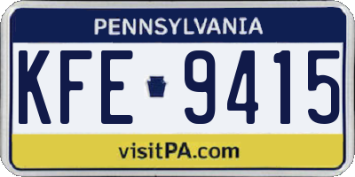 PA license plate KFE9415