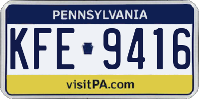 PA license plate KFE9416