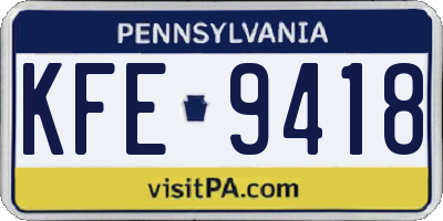 PA license plate KFE9418