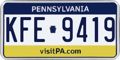 PA license plate KFE9419