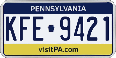 PA license plate KFE9421