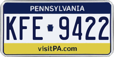 PA license plate KFE9422