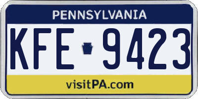 PA license plate KFE9423