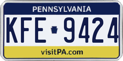 PA license plate KFE9424