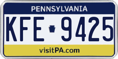 PA license plate KFE9425