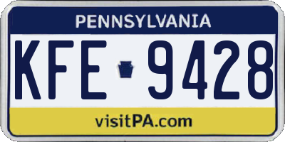 PA license plate KFE9428