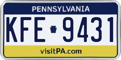 PA license plate KFE9431
