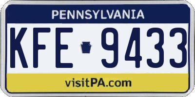 PA license plate KFE9433