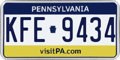 PA license plate KFE9434
