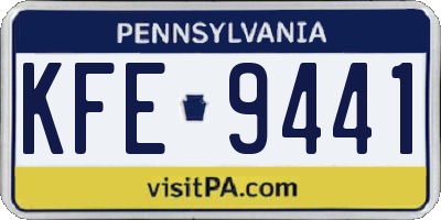PA license plate KFE9441