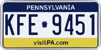 PA license plate KFE9451