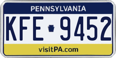 PA license plate KFE9452