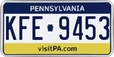 PA license plate KFE9453
