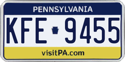 PA license plate KFE9455