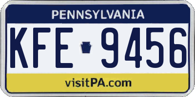 PA license plate KFE9456