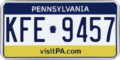 PA license plate KFE9457
