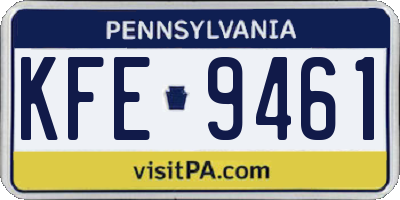 PA license plate KFE9461