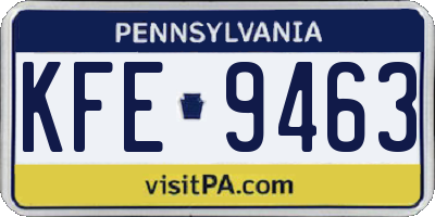 PA license plate KFE9463