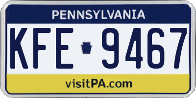 PA license plate KFE9467