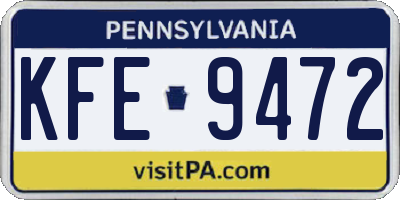 PA license plate KFE9472