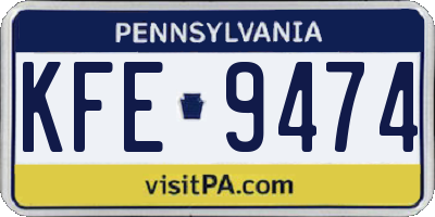 PA license plate KFE9474