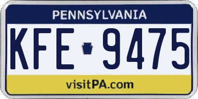 PA license plate KFE9475
