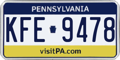 PA license plate KFE9478