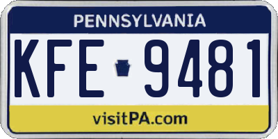 PA license plate KFE9481