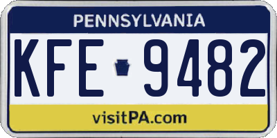 PA license plate KFE9482