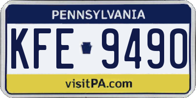 PA license plate KFE9490