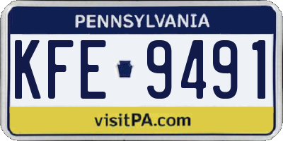 PA license plate KFE9491