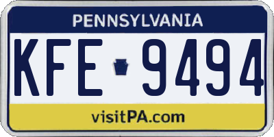 PA license plate KFE9494