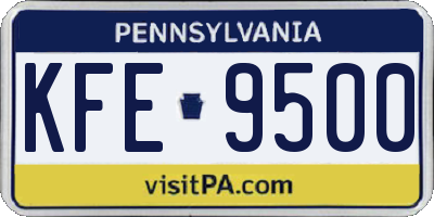 PA license plate KFE9500