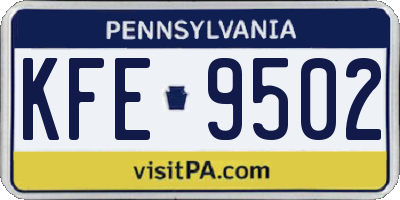 PA license plate KFE9502