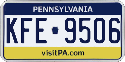 PA license plate KFE9506