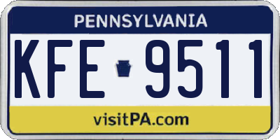 PA license plate KFE9511