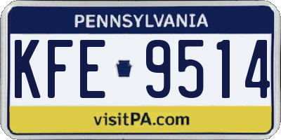 PA license plate KFE9514